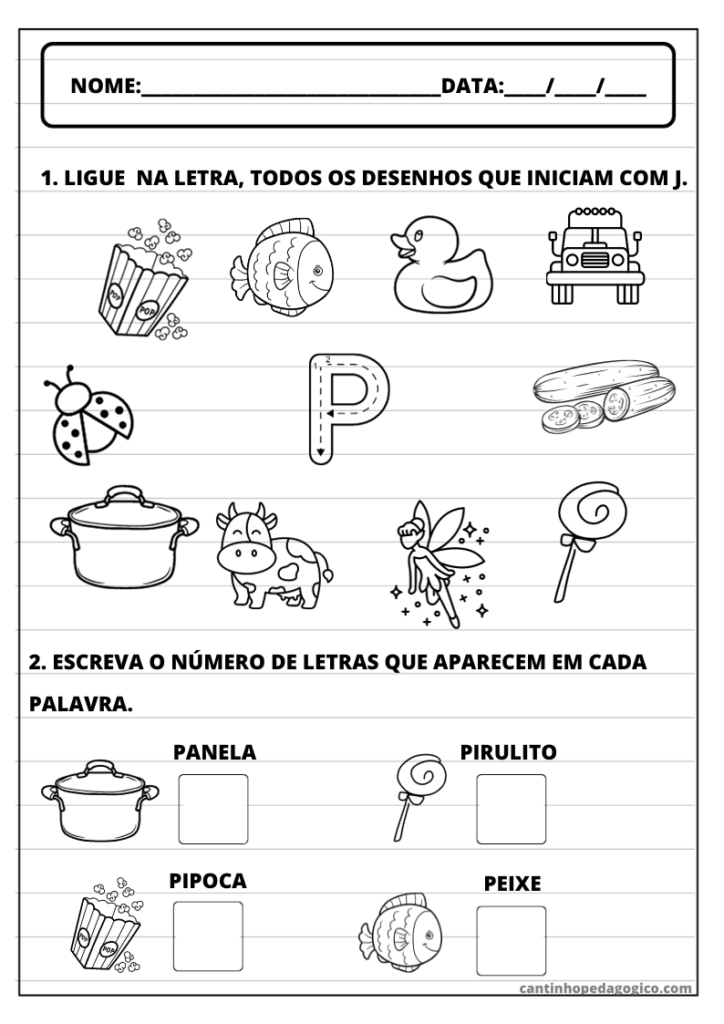 Atividades Prontas com as Letras do Alfabeto 