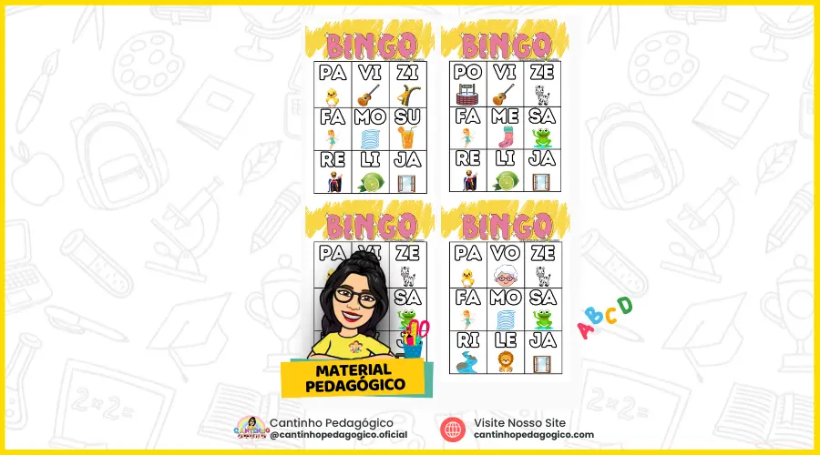 Bingo Silábico para Educação Infantil Pronto para Imprimir