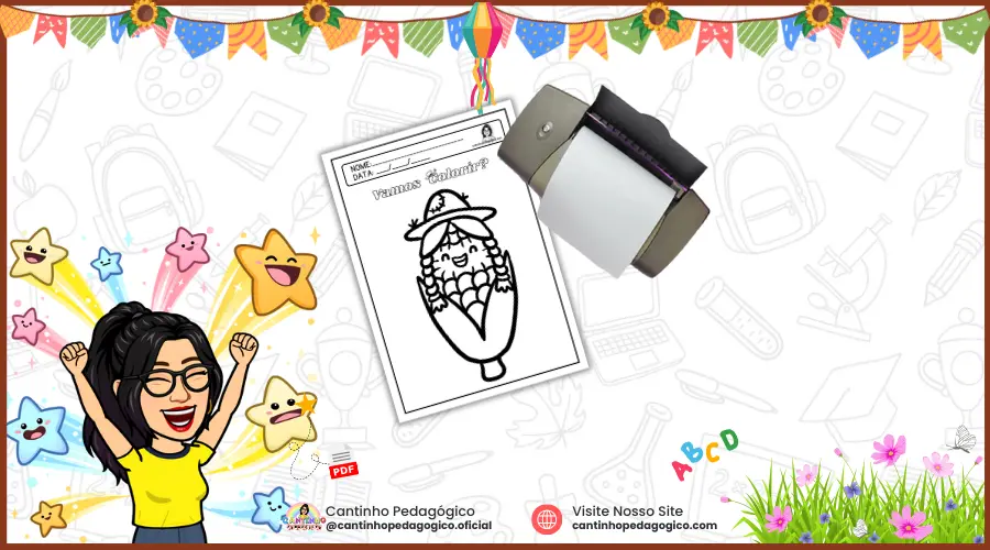 Atividade Junina Para Colorir- Bonequinha de Milho em PDF