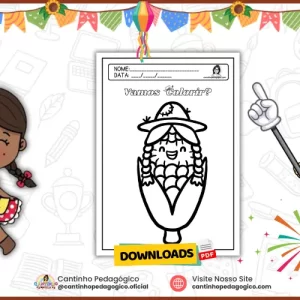 Atividade Junina Para Colorir- Bonequinha de Milho em PDF