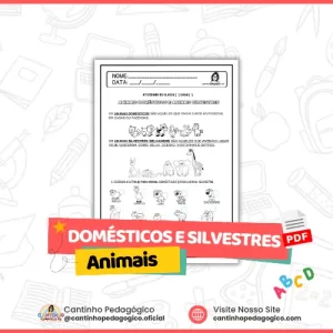 Atividade sobre Animais Domésticos e Silvestres para Educação Infantil