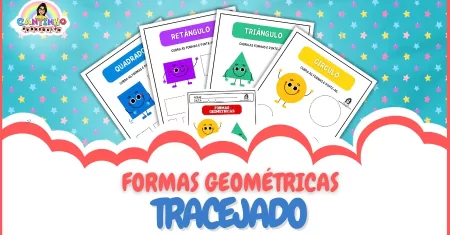 As quatro formas geométricas: cobrir o tracejado