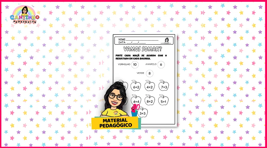 Vamos Somar e Pinta as Macas Atividade de Matematica em PDF1