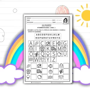 Atividade de Alfabetização com Letras Ocultas: Descubra as Letras e Aprenda Brincando