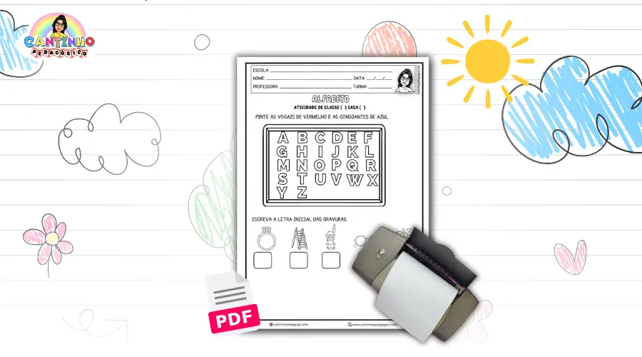 Atividade de Alfabetização com Vogais e Consoantes: Pintando e Escrevendo para Aprender