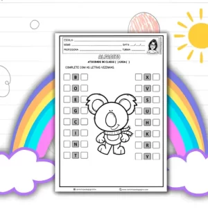 Atividades de Alfabetização para Educação Infantil: Completar com Letras Vizinhas
