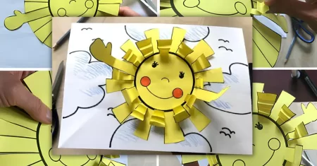 2 Atividades de Arte em Relevo com Papel: Ovelha e Sol para Crianças