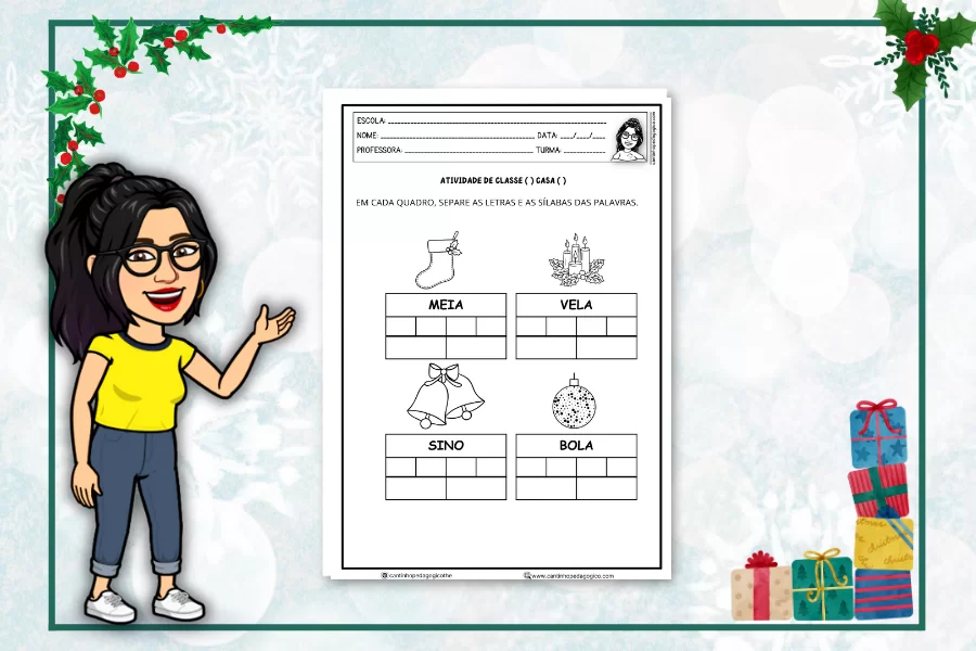 Atividades de Natal para Educação Infantil: Separação Silábica Alinhada à BNCC