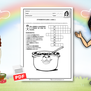 Atividade Educativa com Feijoada: Completar Cruzadinha de Ingredientes para Desenvolver Competências de Leitura e Escrita