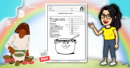 Atividade Educativa com Feijoada: Completar Cruzadinha de Ingredientes para Desenvolver Competências de Leitura e Escrita